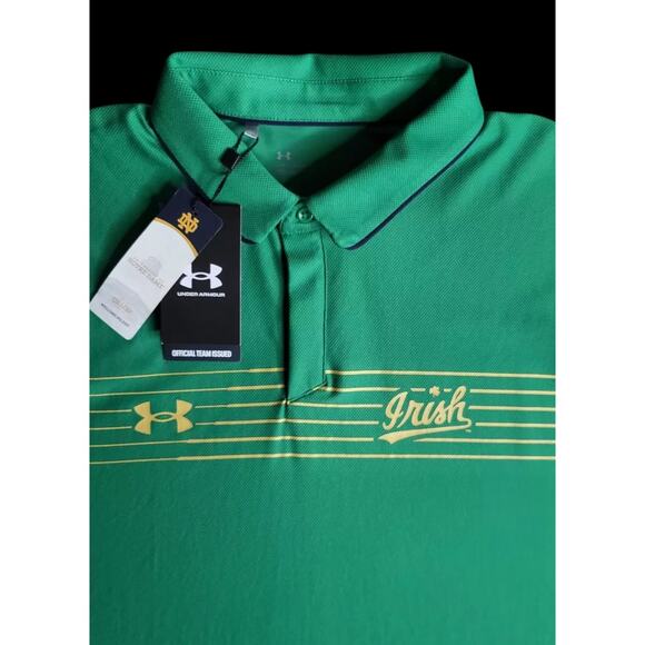 NWT Under Armour Men's Notre Dame Fighting Irish Shamrock Chest Stripe Polo SM - Picture 3 of 6